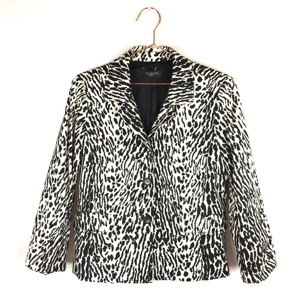 Talbots PL Animal Print Textured Blazer